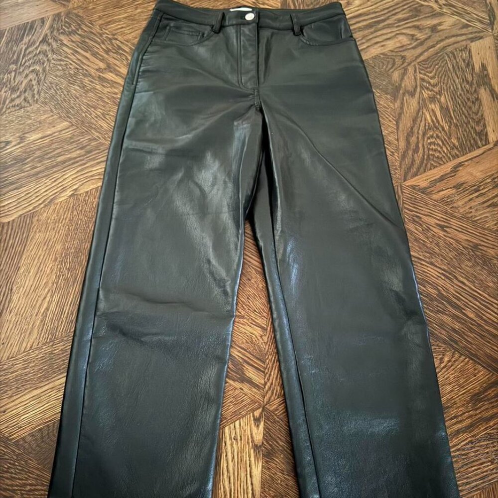 Wilfred Melina Crop Black Vegan Leather Straight Leg Pants size 6